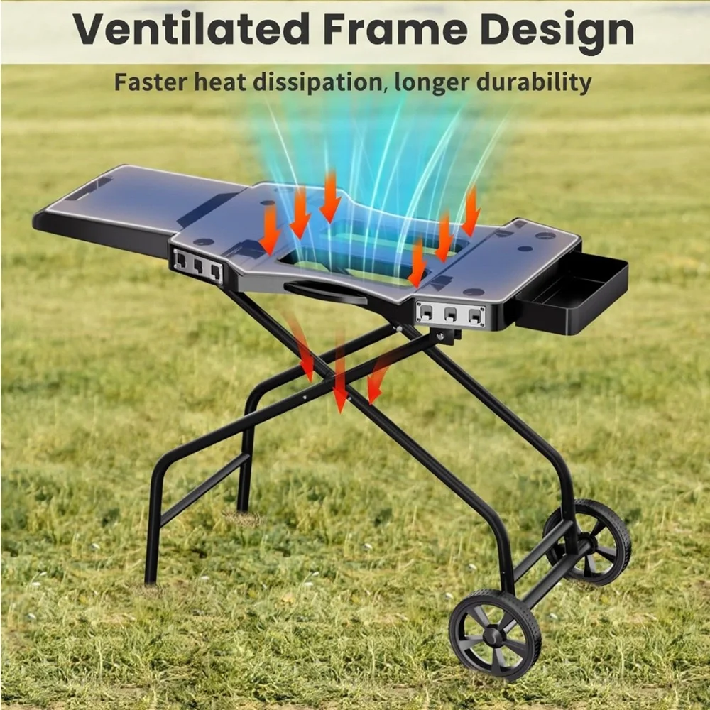 Compatible Portable BBQ🍖Stand w Wheels Side Table & Storage Basket🧺 - Picture 9 of 9